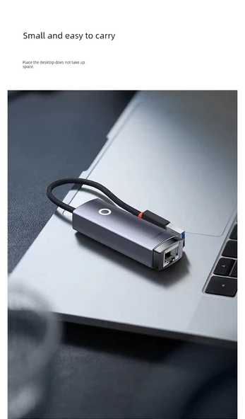 Alüminyum Alaşımlı Type-C - RJ45 Gigabit Ethernet Adaptörü - 12