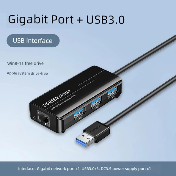 USB - Ethernet Adaptörü - Gigabit Kauçuk Kılıf + USB 3.0