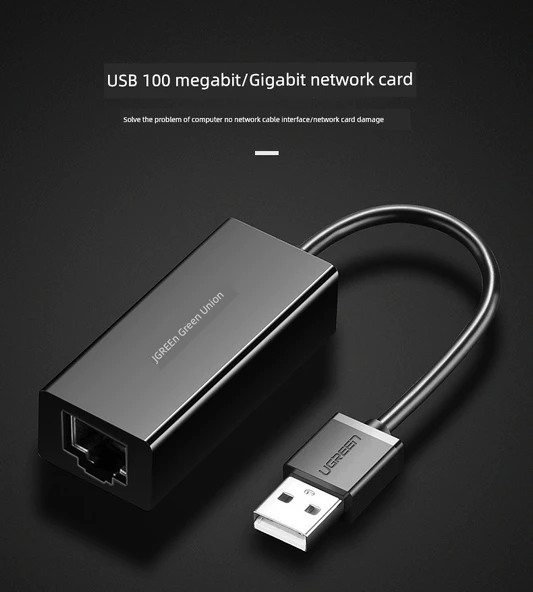 USB - Ethernet Adaptörü - 100Mbps Örgülü - 4