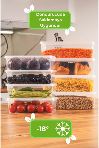 10 Adet 2000 ML Kapaklı Derin Dondurucu Difriz Saklama Kabı - Buzdolabı Düzenleyici 2 Litre Kapaklı - 4