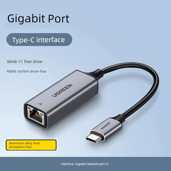 Type-C - Ethernet Adaptörü - Gigabit Alaşım