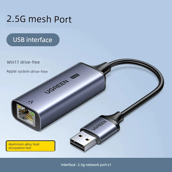 USB - Ethernet Adaptörü - 2.5G Alaşım