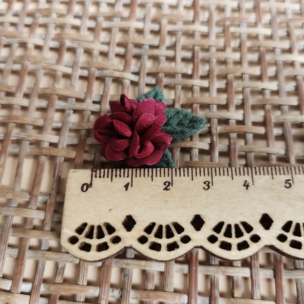 DIY Mori Tarzı El Yapımı Düğün İpek Mini Kumaş Papatya Çiçekler - Bordo