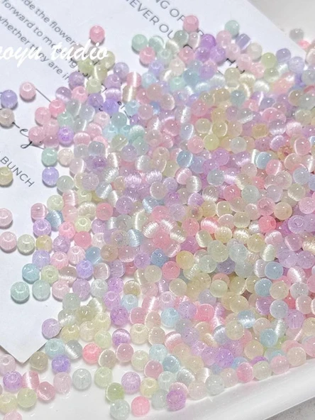 Şeker Renkli Opal DIY Bileklik Boncukları - Sarı - 10g - Model 1 - 6