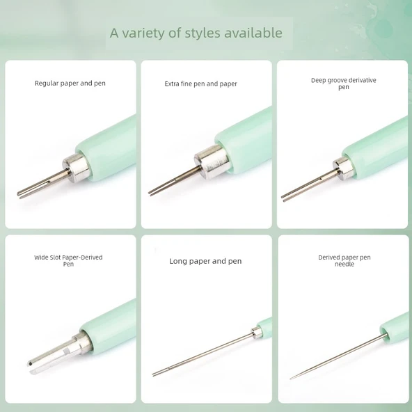 Standart ve Mavi Elektrikli Kağıt Kıvırma Kalemi Seti ve Pil - Resim 4