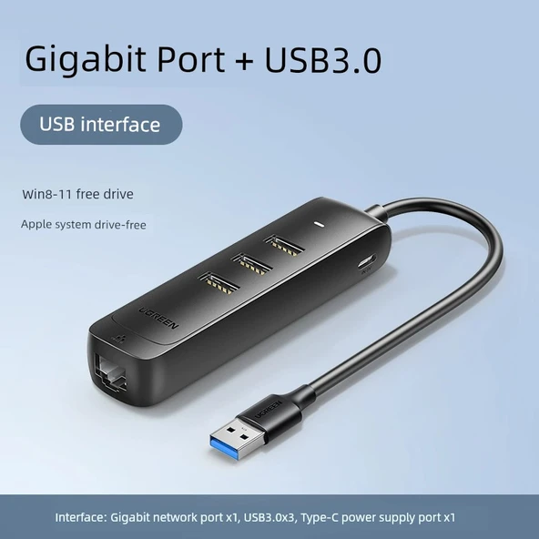 USB - Ethernet Adaptörü - Gigabit Standart + USB 3.0