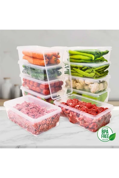 20 Adet 2000 ML Kapaklı Derin Dondurucu Difriz Saklama Kabı - Buzdolabı Düzenleyici 2 Litre Kapaklı - 4