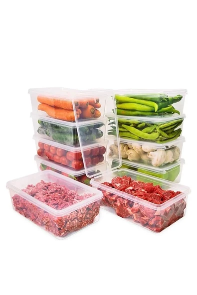 10 Adet 2000 ML Kapaklı Derin Dondurucu Difriz Saklama Kabı - Buzdolabı Düzenleyici 2 Litre Kapaklı - 5