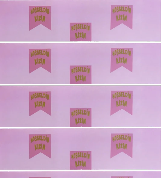 Pembe Üzeri Altın Hoşgeldin Kızım Flama Süs