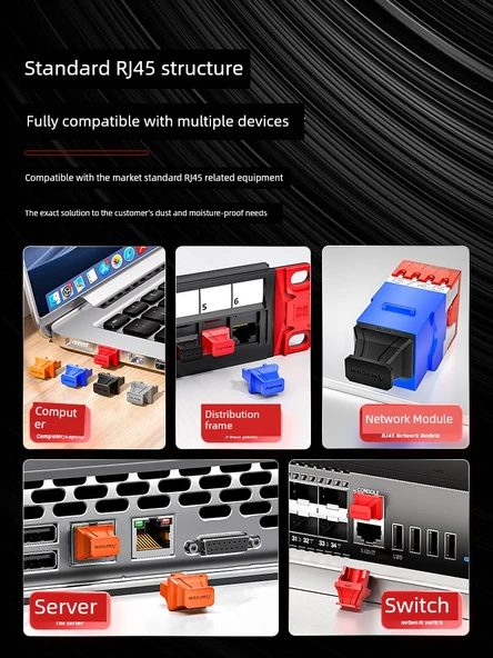RJ45 Port Toz Tıkacı - Günışığı Turuncusu - 50 Adet - 5