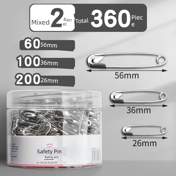 Metal Çengelli İğne - [Tavsiye Edilen] Karışık Paket (26+36+56mm) - 2 Varil - Toplam 360 Adet