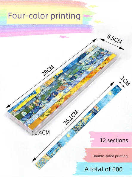 Yağlı Boya Stili Laminasyonlu Kağıt - 600 Yaprak [Tek Dağ Kiraz Çiçeği] 12 Desen - 1 Paket - 7