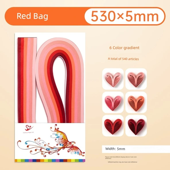 Kağıt Kıvırma Seti - 6 Renk Gradyan 530*5 Kırmızı (540) 3 Paket