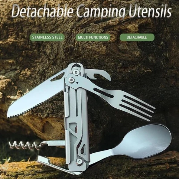 Kamp Çatal&Kaşık&Bıçak Tirbüşon Set - Grand Harvest - GHKS002 - Resim 5