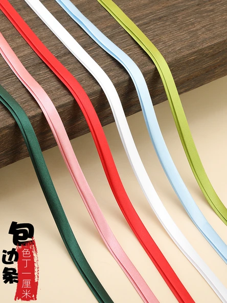 Polyester Cheongsam Kumaş - Ütü Gerektirmeyen İpek Şerit - 1cm - Safir Mavisi (5m) - Resim 2