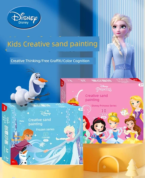 DIY Altın Tozu Boyama Seti - Disney Karnaval - 10 Resim, 8 Renk Kum ve Fırça - Resim 8