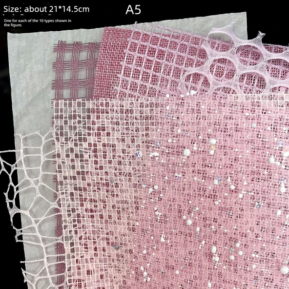 DIY File Sanatı Kolaj Tabanı - A5 Pembe Sakura - 10 Adet
