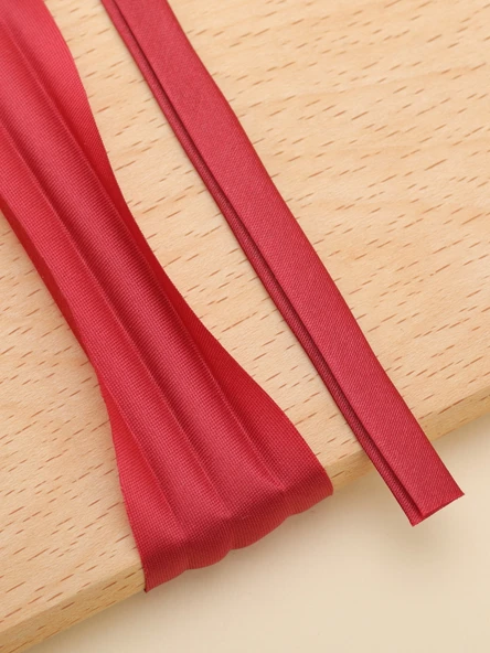 Polyester Cheongsam Kumaş - Ütü Gerektirmeyen İpek Şerit - 1cm - Safir Mavisi (5m) - Resim 4