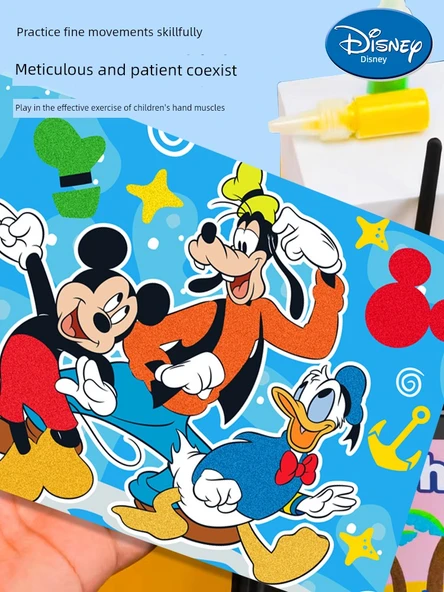 DIY Altın Tozu Boyama Seti - Disney Karnaval - 10 Resim, 8 Renk Kum ve Fırça - Resim 4