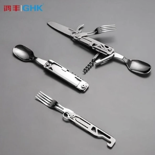 Kamp Çatal&Kaşık&Bıçak Tirbüşon Set - Grand Harvest - GHKS002 - Resim 3