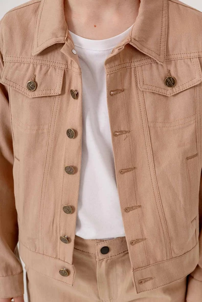 Çift Cepli Düğmeli Gabardin Erkek Çocuk Ceket - 6