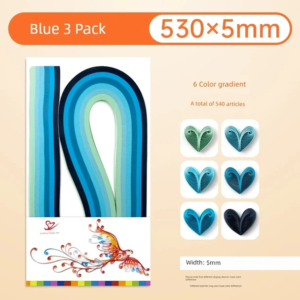 Kağıt Kıvırma Seti - 6 Renk Gradyan 530*5 Mavi (540) 3 Paket