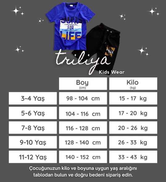 Triliya Pamuklu Unisex Çocuk Kapri Takımı (Cepli & Kordonlu, 3-12 Yaş) TRL-33 - 6
