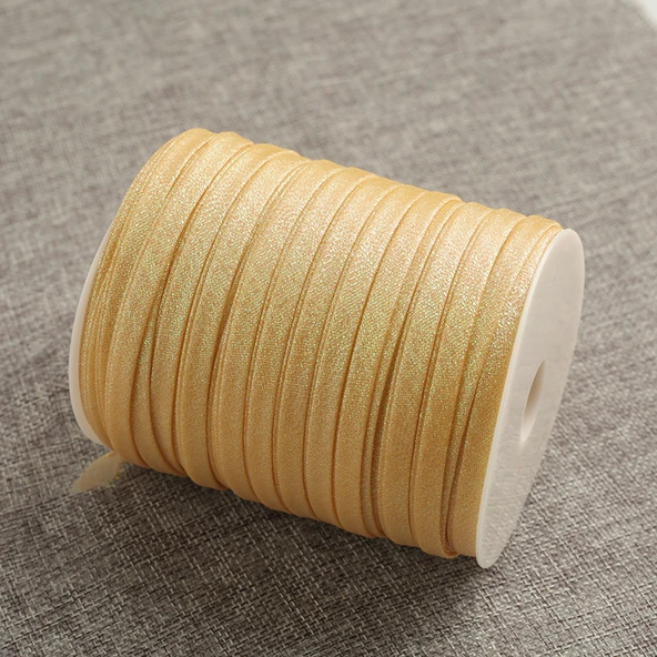 8mm Renkli Sarı Yaprak Desenli Şerit Biye - 5 Metre
