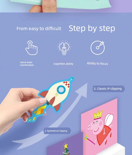 Çocuk Pony Polly Kağıt Kesme Seti - 108 Yaprak ve Makaslı - 11