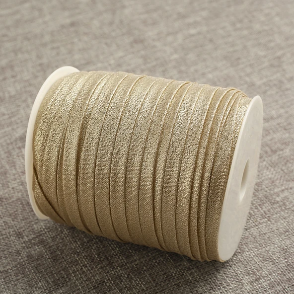 8mm Açık Altın Yaprak Desenli Şerit Biye - 5 Metre