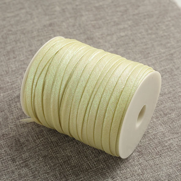8mm Renkli Sarı-1 Yaprak Desenli Şerit Biye - 5 Metre