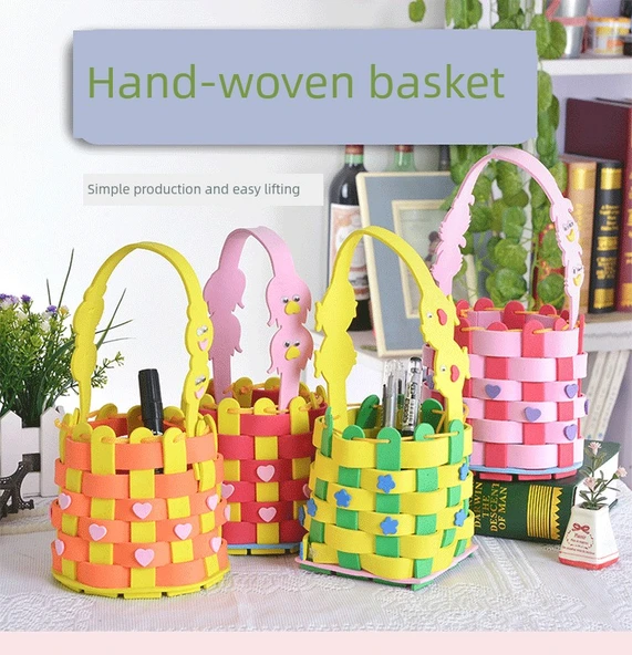 Çocuk DIY El Yapımı Eva Dokuma Çiçek Sepeti - Fil (12x24cm) - 9