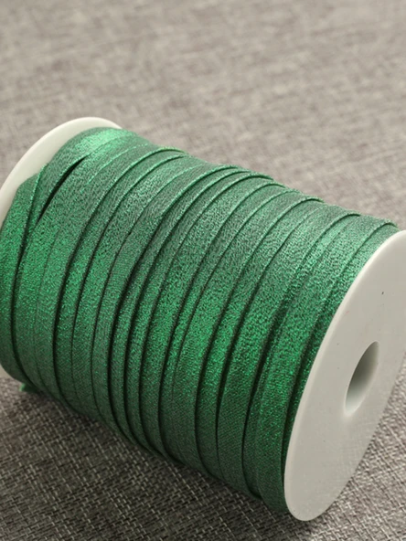 8mm Açık Yeşil Yaprak Desenli Şerit Biye - 5 Metre - Resim 6