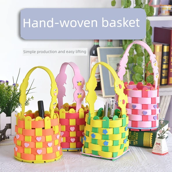 Çocuk DIY El Yapımı Eva Dokuma Çiçek Sepeti - Fil (12x24cm) - 2