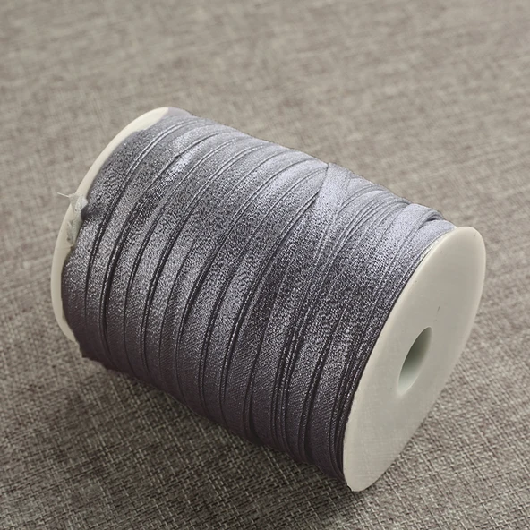 8mm Gümüş Siyah Yaprak Desenli Şerit Biye - 5 Metre