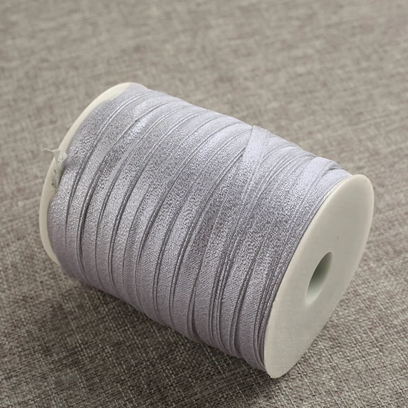 8mm Açık Gümüş Yaprak Desenli Şerit Biye - 5 Metre