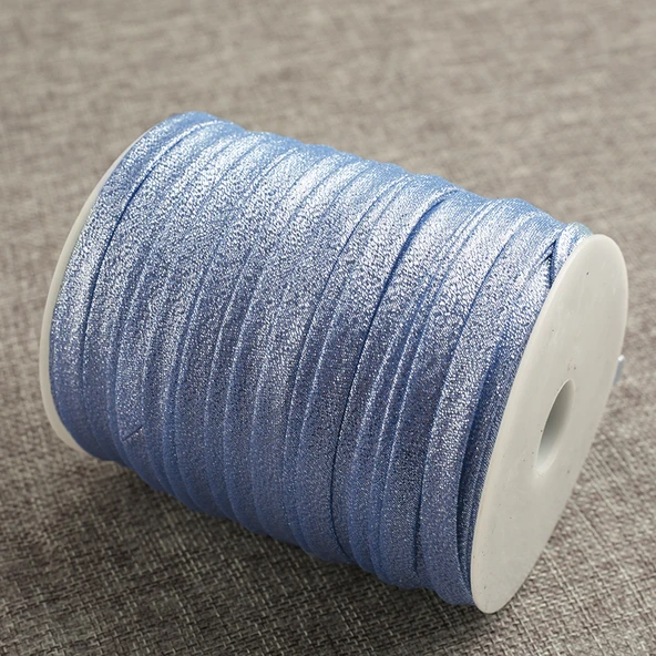 8mm Açık Mavi Yaprak Desenli Şerit Biye - 5 Metre