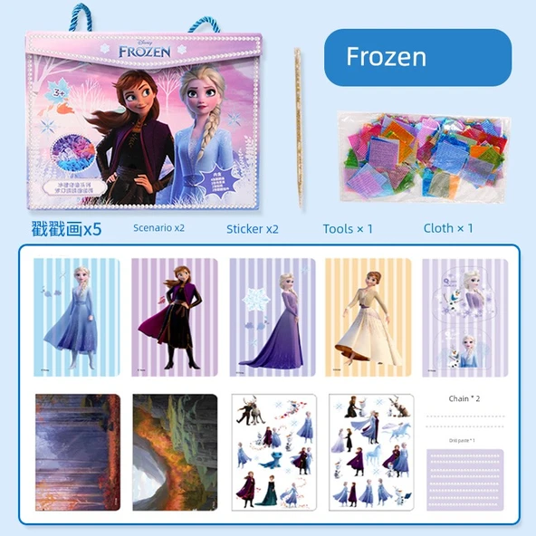 Frozen Kendin Yap Boyama Seti - 5 Damga, 2 Sahne Çıkartması ve Aksesuarlar