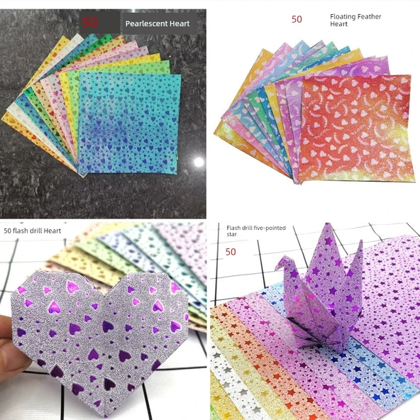 15x15 cm Simli Origami Kağıdı - 10 Renk 20 Yaprak - Resim 8