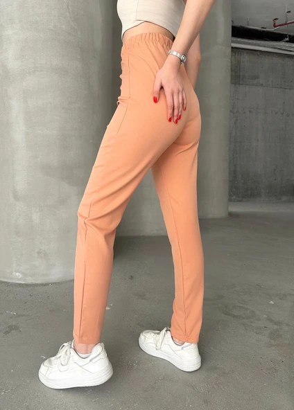 Beli lastikli karamel pantolon - 3