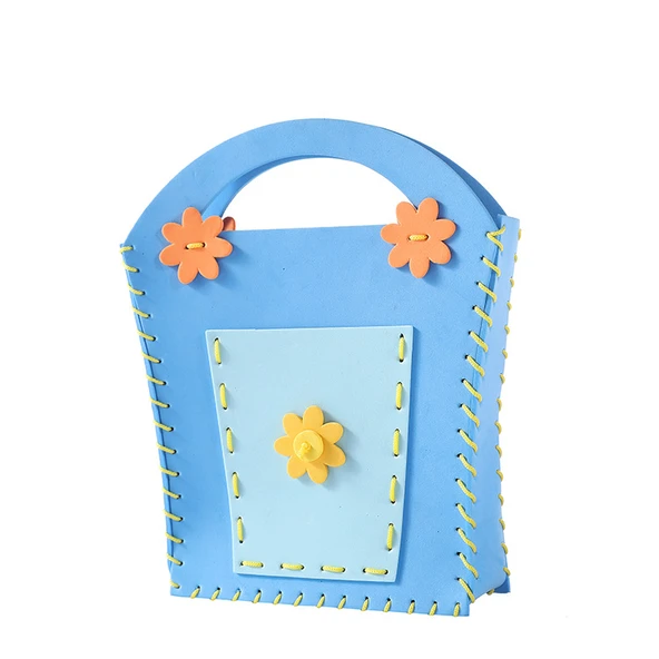 Çocuk DIY El Yapımı Eva Dokuma Çiçek Sepeti - El Çantası Yarım Daire (20x25cm)