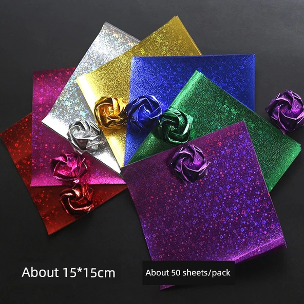 15x15 cm Küçük Yıldızlı Origami Kağıdı - 7 Renk 50 Yaprak