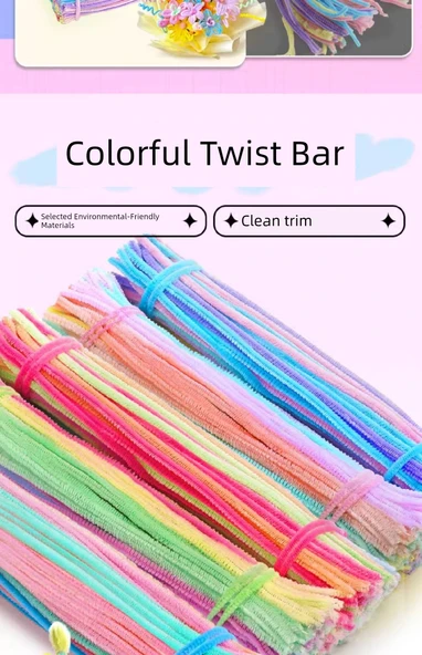 Çocuk DIY Bükülebilir Çubuk El Sanatları Seti - 643 Parça Pembe Çanta (Çok Satan, 10 Renk) - 9