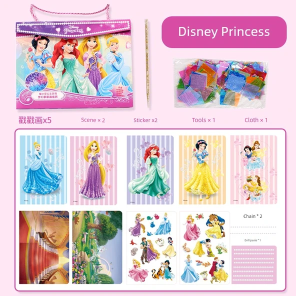 Disney Prenses Kendin Yap Boyama Seti - 5 Damga, 2 Sahne Çıkartması ve Aksesuarlar