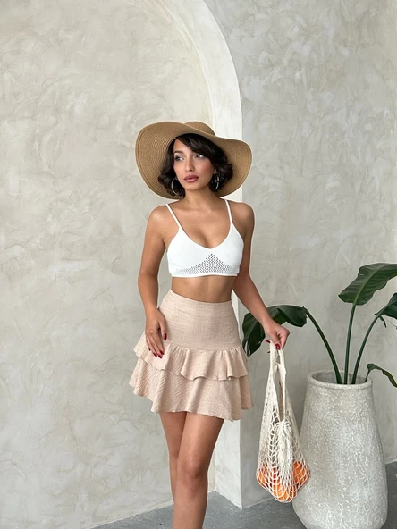 Valonlu fırfırlı etek s24681 - 2