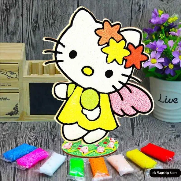 DIY Köpük Hamurlu Gökkuşağı Kum Boyama Seti - k011