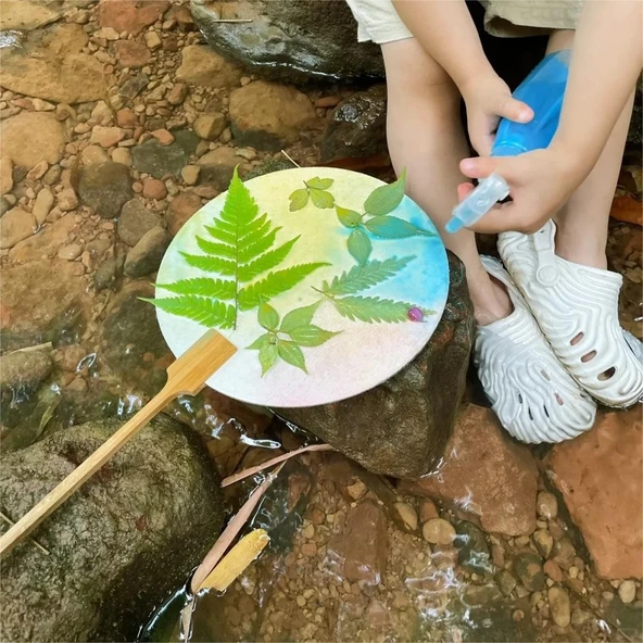 DIY Yaprak Mürekkep Püskürtmeli Yelpaze Seti - 30ml Sprey Şişesi 10 Adet - 6