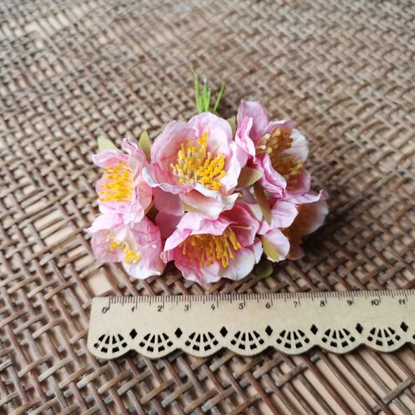 DIY Yapay Gül İpek Çiçek Başı Retro Çiçek Özü - Şeftali Pembe