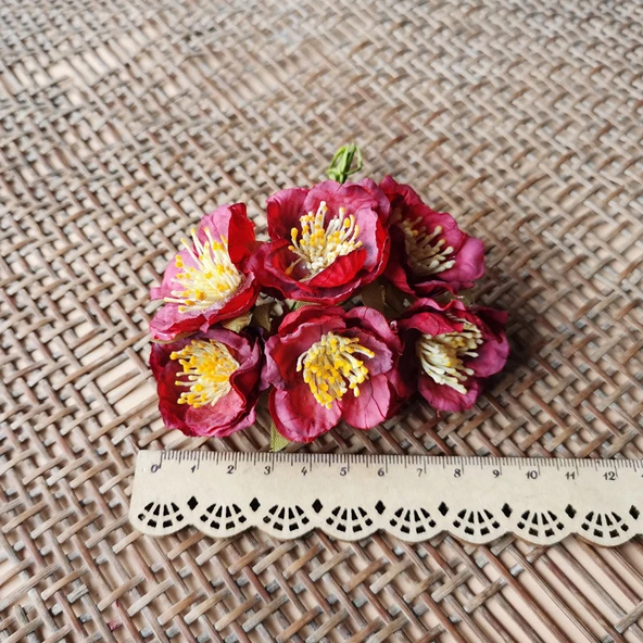 DIY Yapay Gül İpek Çiçek Başı Retro Çiçek Özü - Bordo
