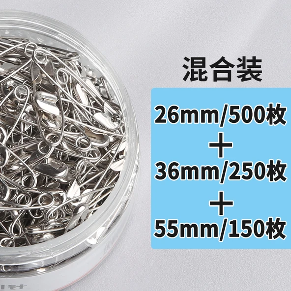 Metal Çengelli İğne Karışık Paket 26mm+36mm+55mm/5 Kutu/900 Adet